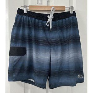 RBX Men's Swim Trunks Size XL Mesh Lined Elastic Waist Drawstring Blue Stripes